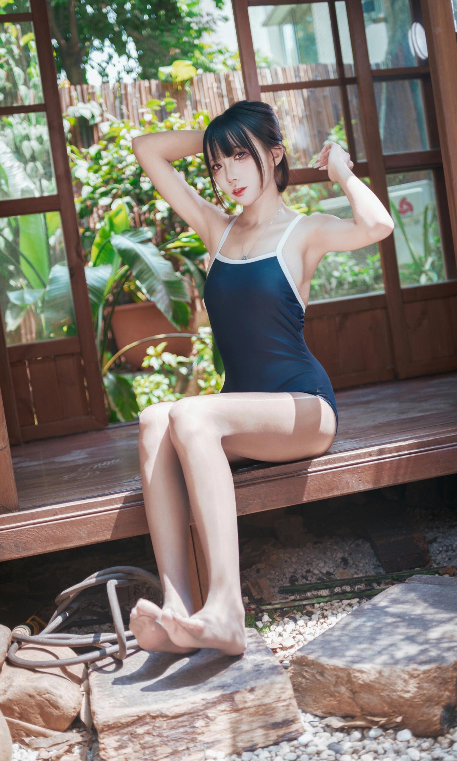 swimsuit and stockings - 1