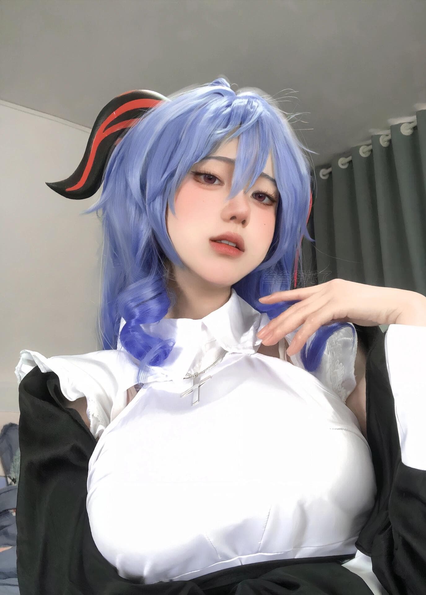 Purple bodystocking perfection with Ganyu... Every curve is highlighted in this mesmerizing look 💜 - 2