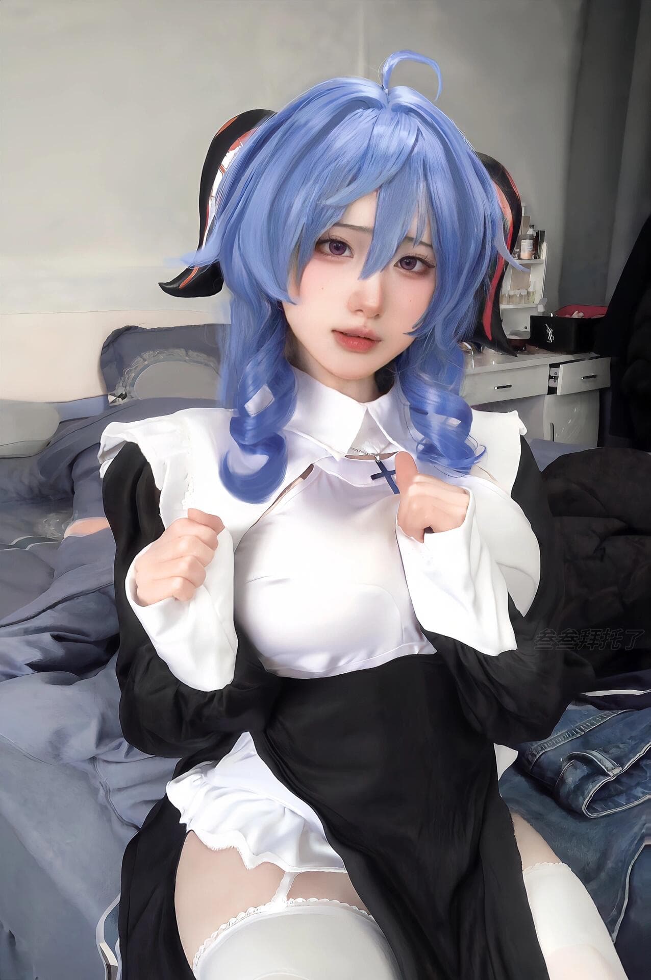 Purple bodystocking perfection with Ganyu... Every curve is highlighted in this mesmerizing look 💜 - 3