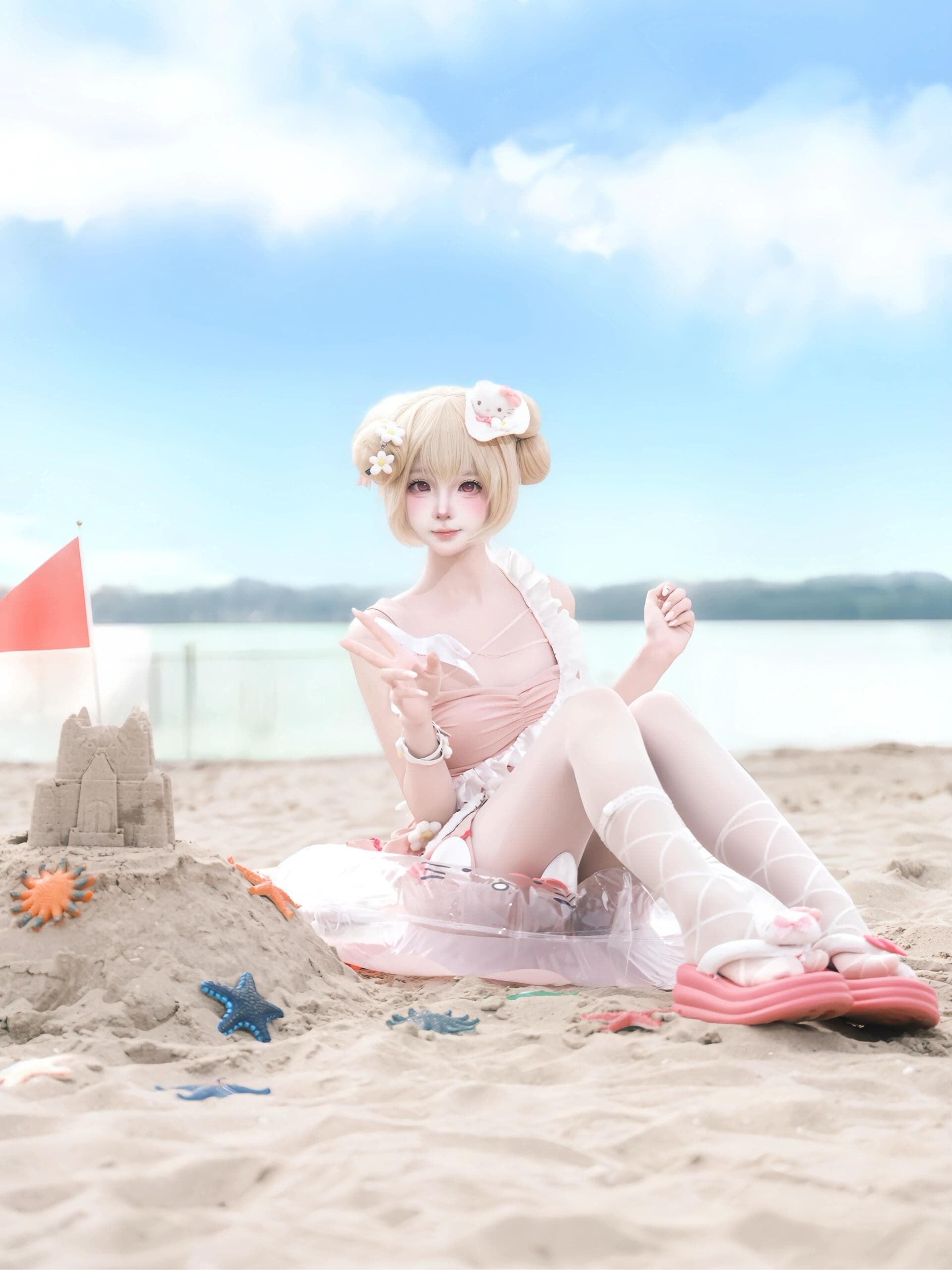 Xiaoqiao's white thigh-highs are pure temptation... Your eyes won't be able to look away 💞 - 4