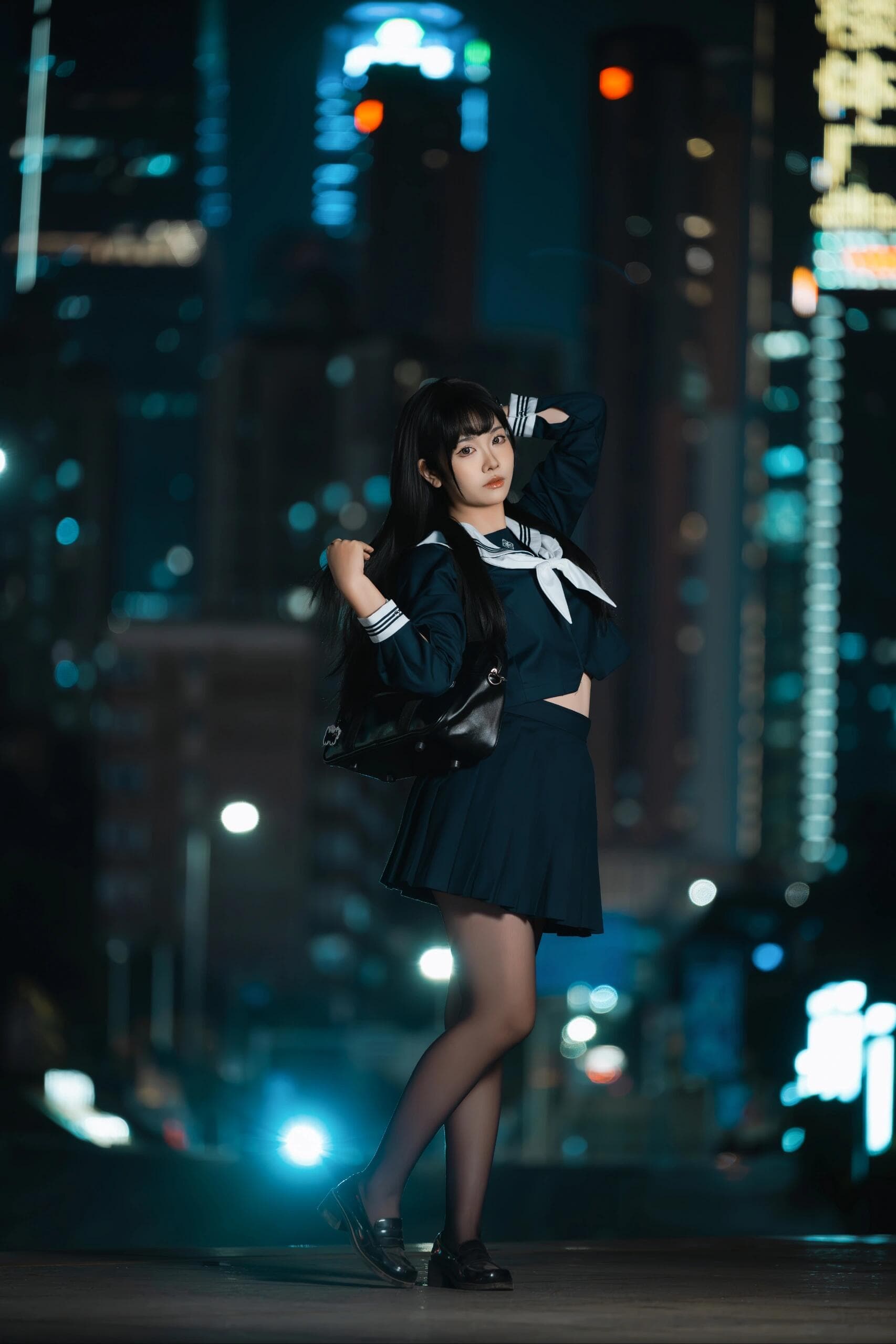 Stunning black dress paired with sultry full-length stockings that accentuate every captivating curve. Elegance and allure combine in this irresistible ensemble—your perfect fantasy awaits! - 4
