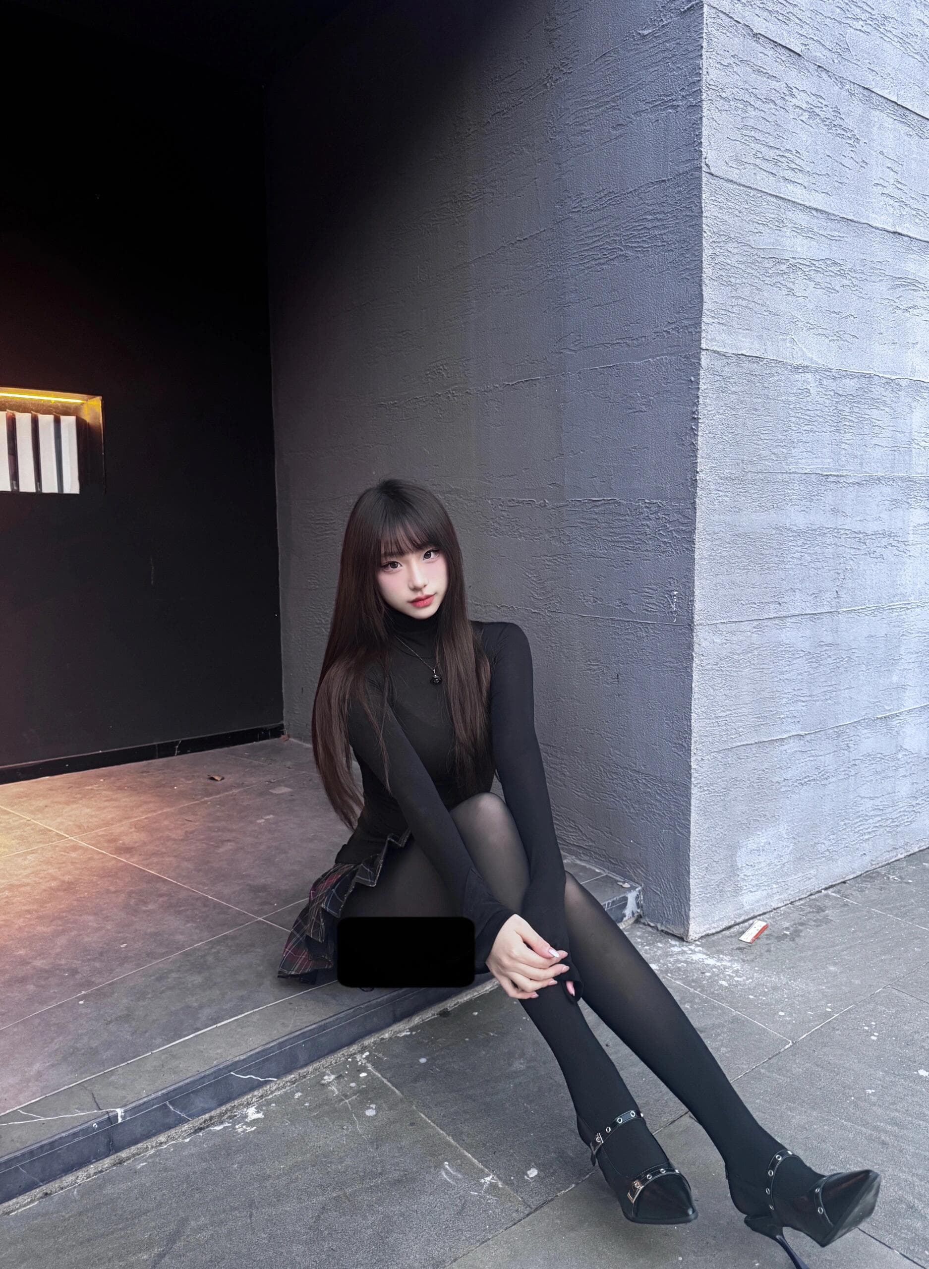 Ravishing black dress with sleek full stockings that hug every breathtaking curve. Sophistication meets seduction in this captivating ensemble—a feast for the eyes that will leave you mesmerized! - 2