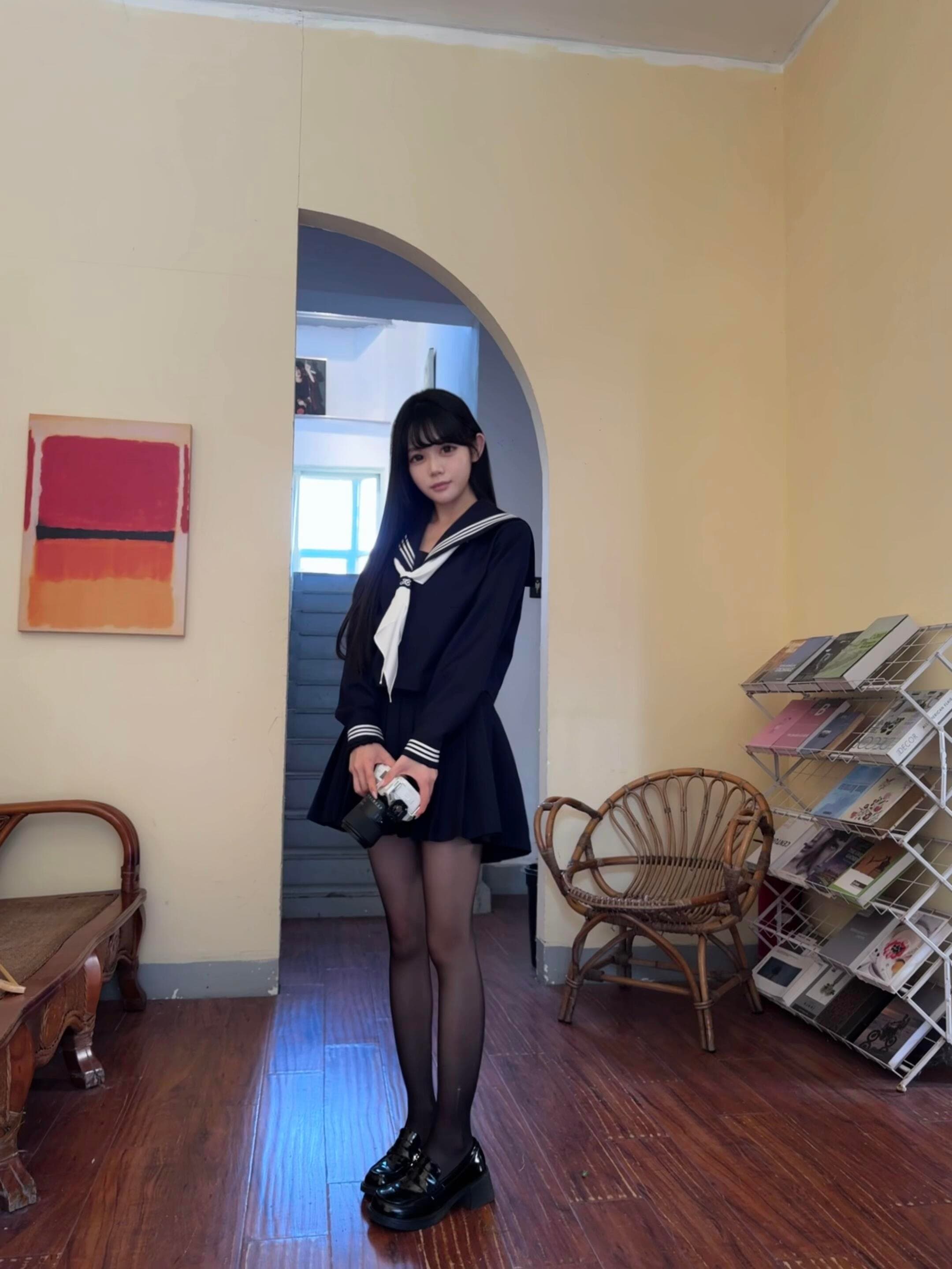 Ravishing black dress with sleek full stockings that hug every breathtaking curve. Sophistication meets seduction in this captivating ensemble—a feast for the eyes that will leave you mesmerized! - 2