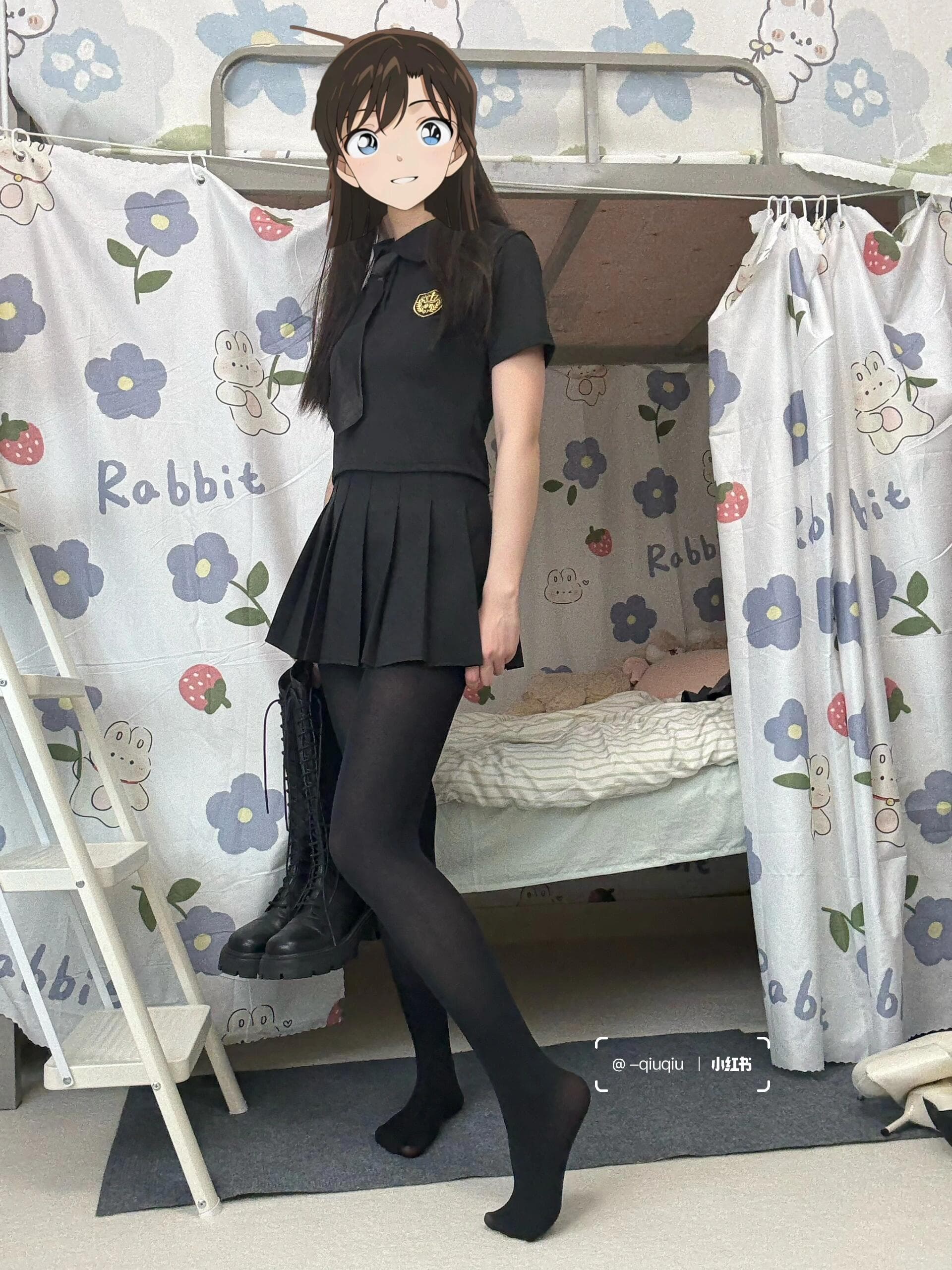 Alluring black dress paired with sultry thigh-high stockings that accentuate every curve. This stunning ensemble radiates confidence and seduction—absolutely breathtaking! - 3