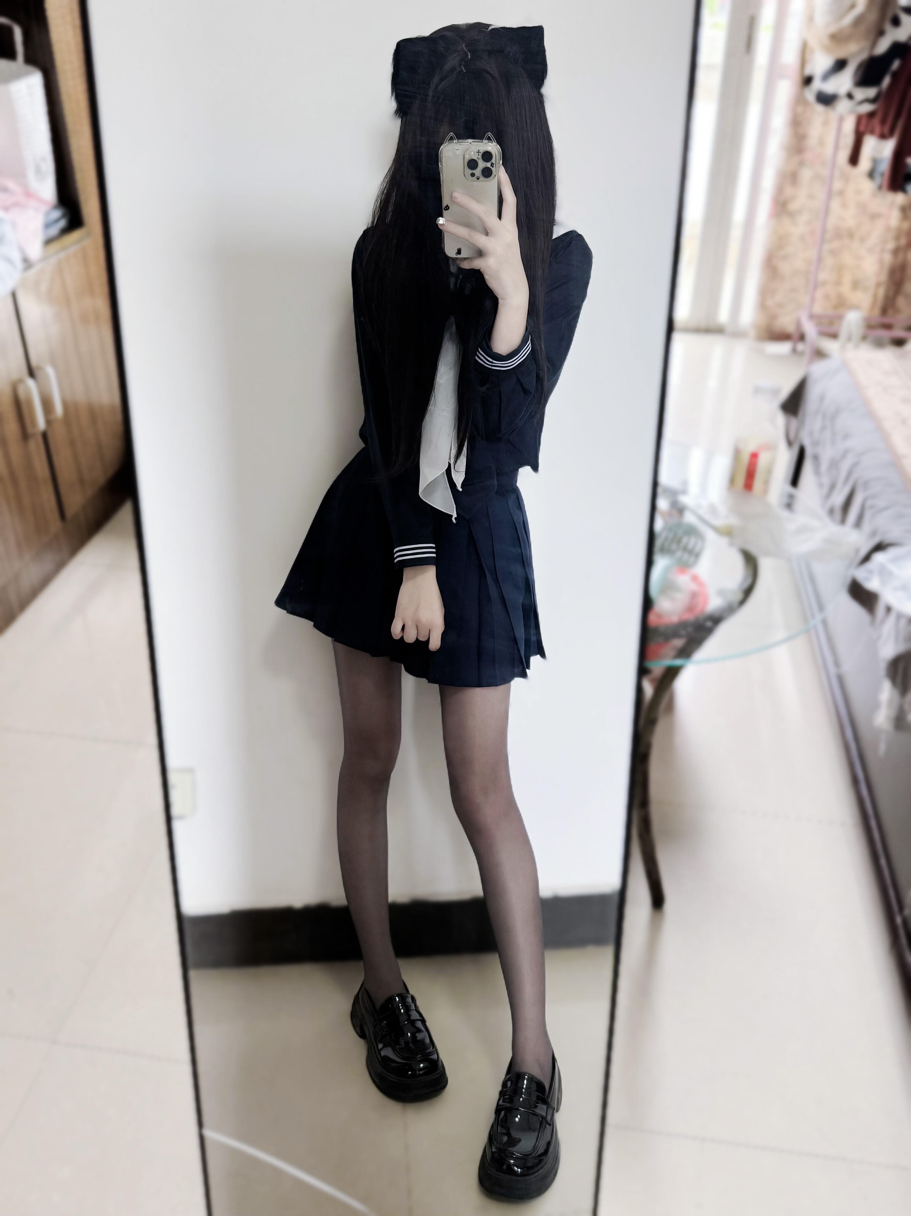 Mesmerizing black ensemble with sultry thigh-high stockings that showcase every curve with perfection. This captivating look is pure elegance mixed with irresistible allure! - 3