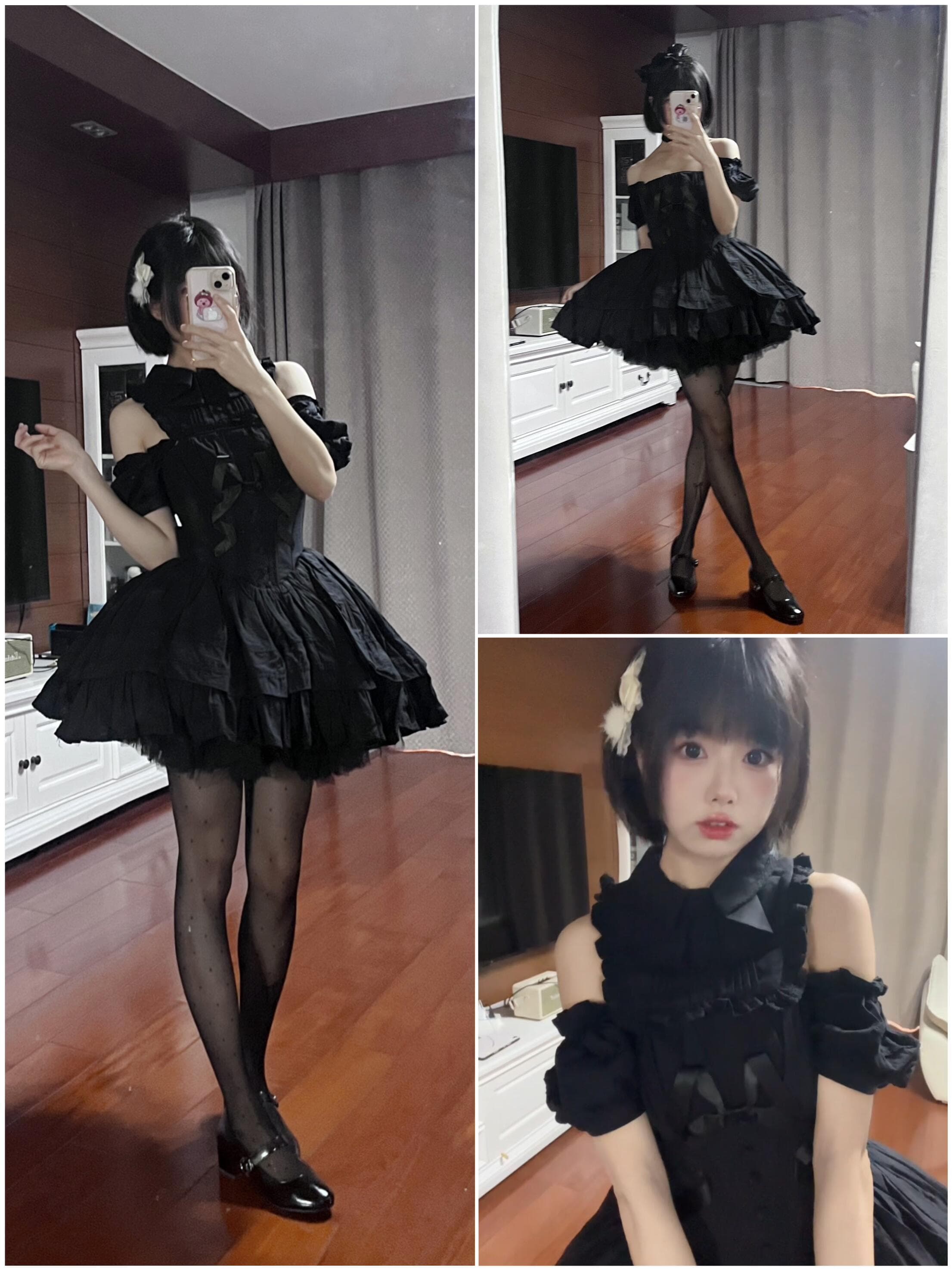 Breathtaking collection showcasing elegant black outfits with stunning thigh-high stockings. Each shot captures pure sophistication and allure—an absolute feast for the eyes! - 1