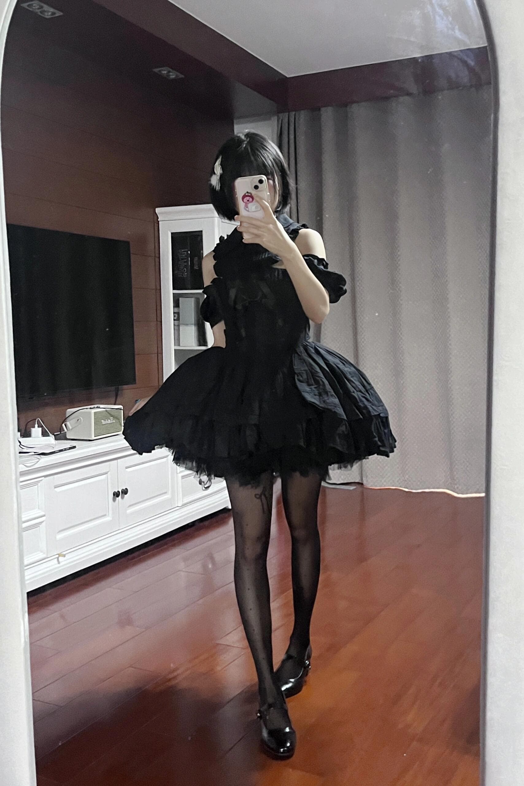Breathtaking collection showcasing elegant black outfits with stunning thigh-high stockings. Each shot captures pure sophistication and allure—an absolute feast for the eyes! - 2