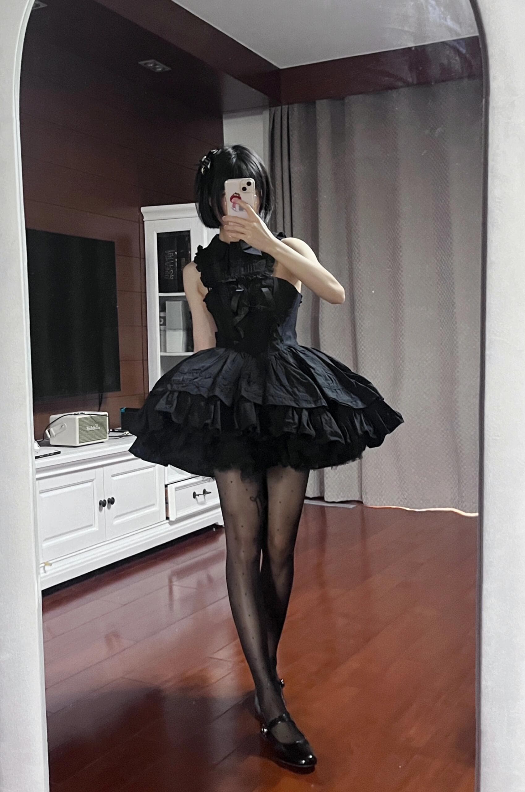 Breathtaking collection showcasing elegant black outfits with stunning thigh-high stockings. Each shot captures pure sophistication and allure—an absolute feast for the eyes! - 3
