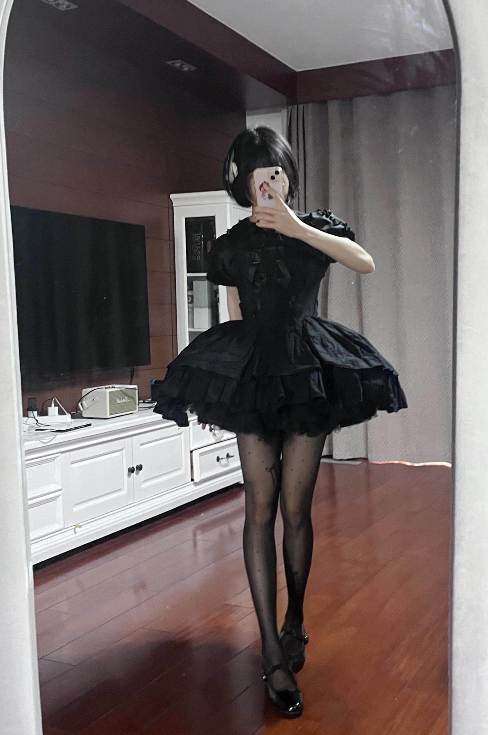 Breathtaking collection showcasing elegant black outfits with stunning thigh-high stockings. Each shot captures pure sophistication and allure—an absolute feast for the eyes! - 4