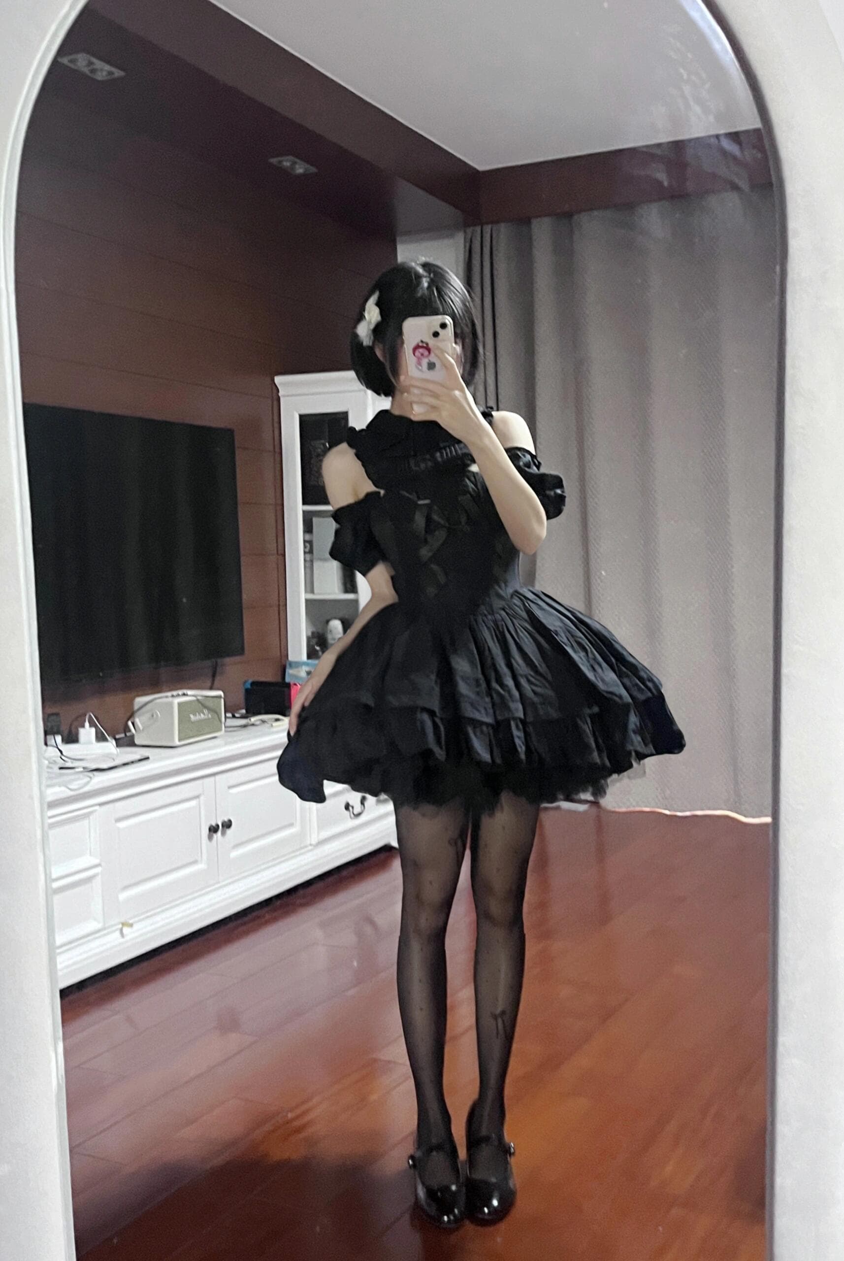 Breathtaking collection showcasing elegant black outfits with stunning thigh-high stockings. Each shot captures pure sophistication and allure—an absolute feast for the eyes! - 5