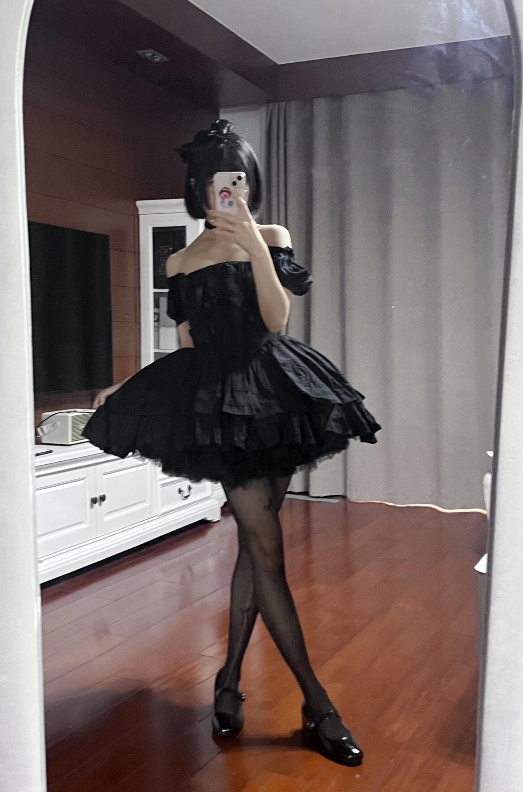 Breathtaking collection showcasing elegant black outfits with stunning thigh-high stockings. Each shot captures pure sophistication and allure—an absolute feast for the eyes! - 7