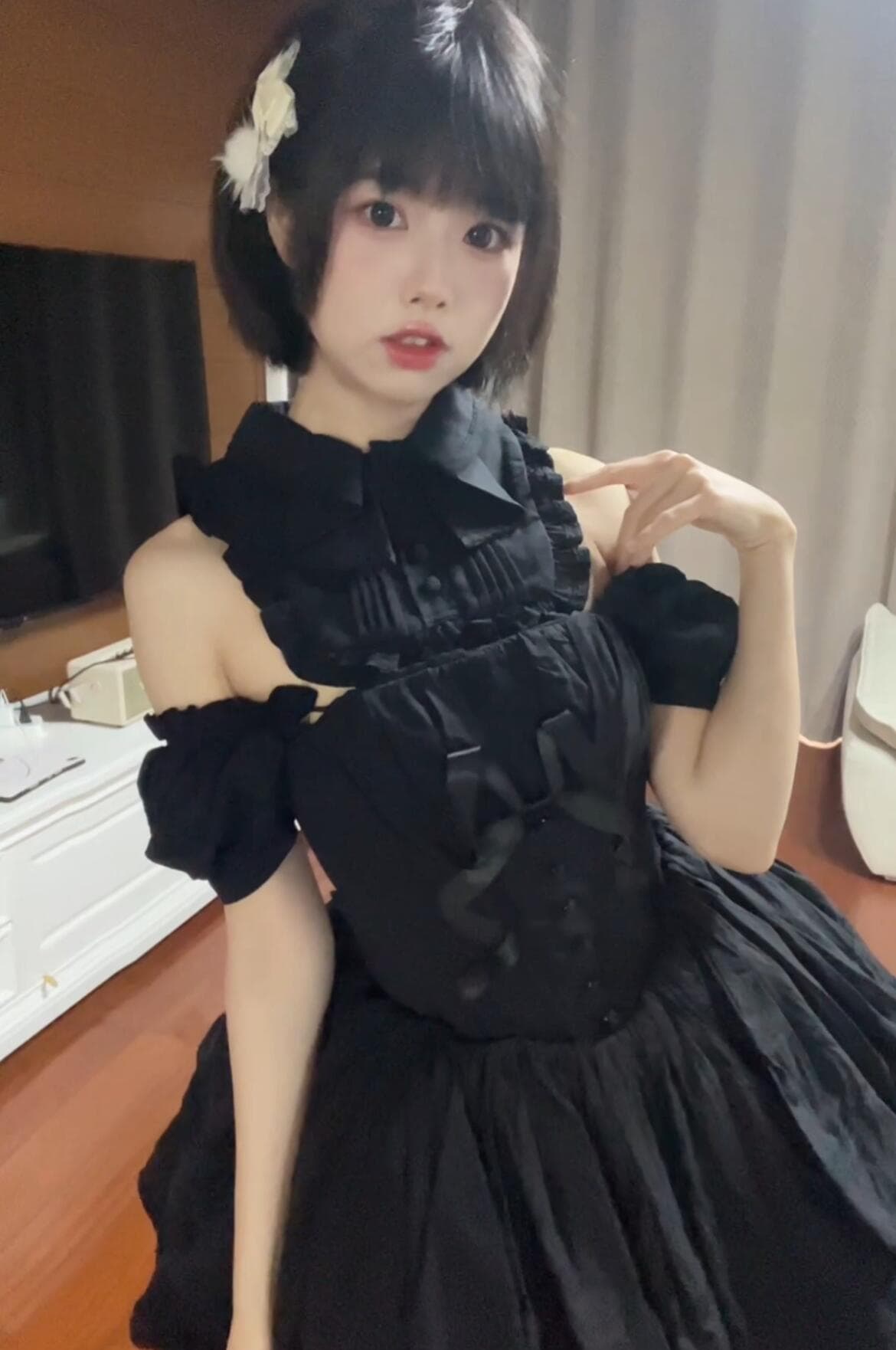 Breathtaking collection showcasing elegant black outfits with stunning thigh-high stockings. Each shot captures pure sophistication and allure—an absolute feast for the eyes! - 8