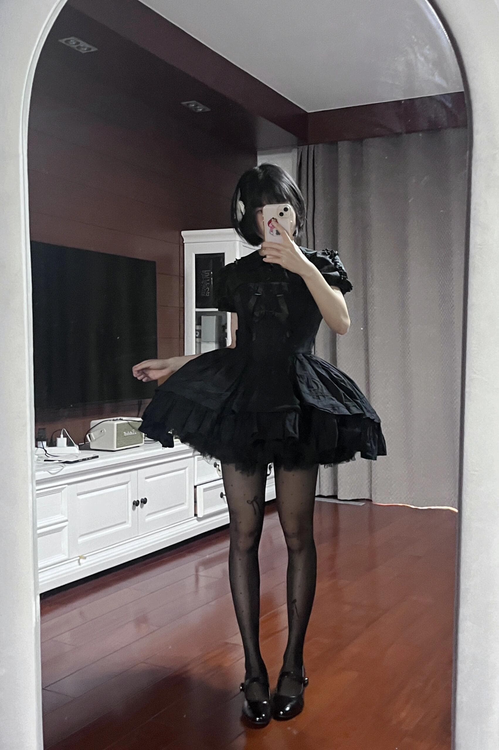 Breathtaking collection showcasing elegant black outfits with stunning thigh-high stockings. Each shot captures pure sophistication and allure—an absolute feast for the eyes! - 9