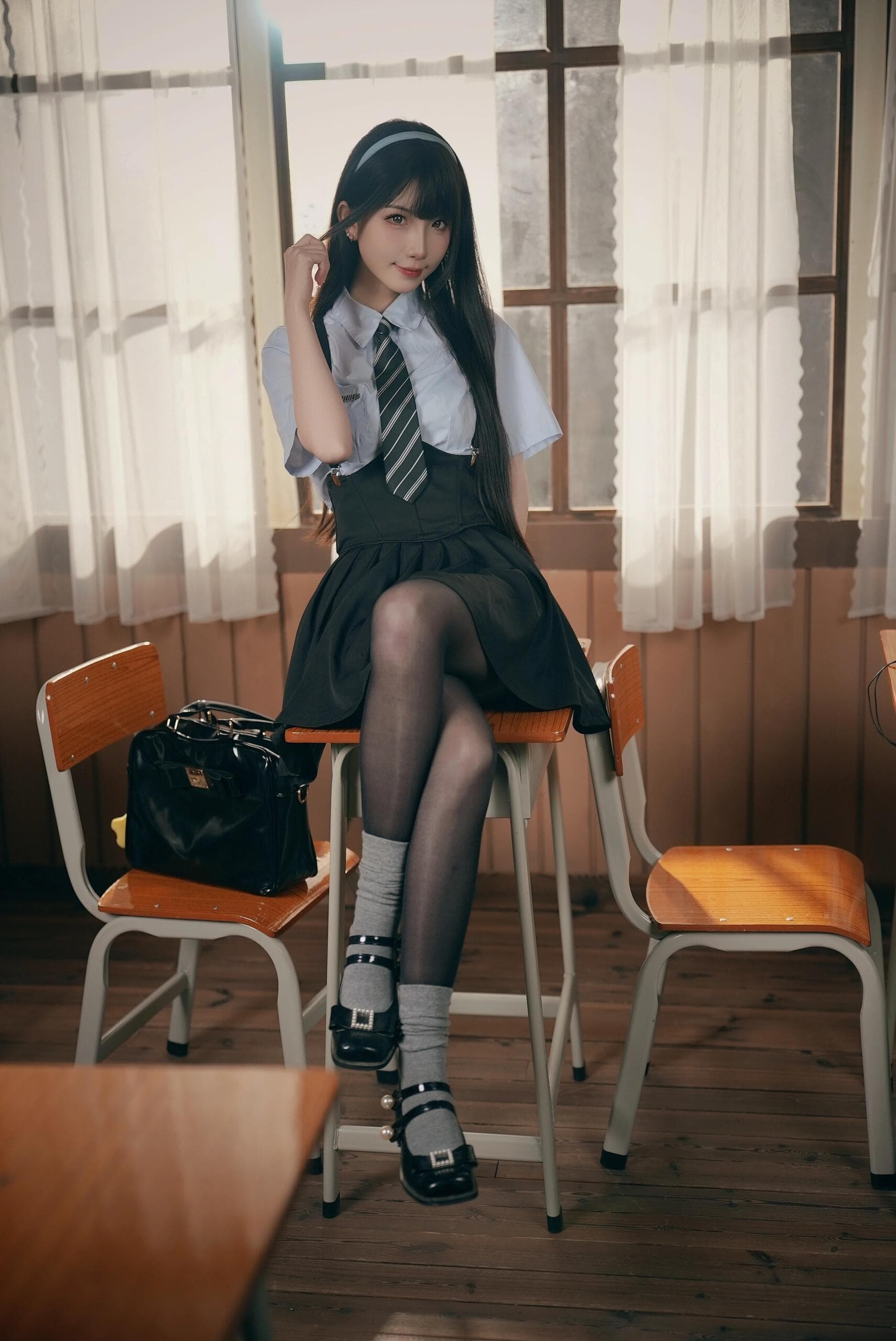 Stunning finale showcasing elegant black outfits with beautiful thigh-high stockings. Each pose radiates pure confidence and sophistication—absolutely captivating from every angle! - 2
