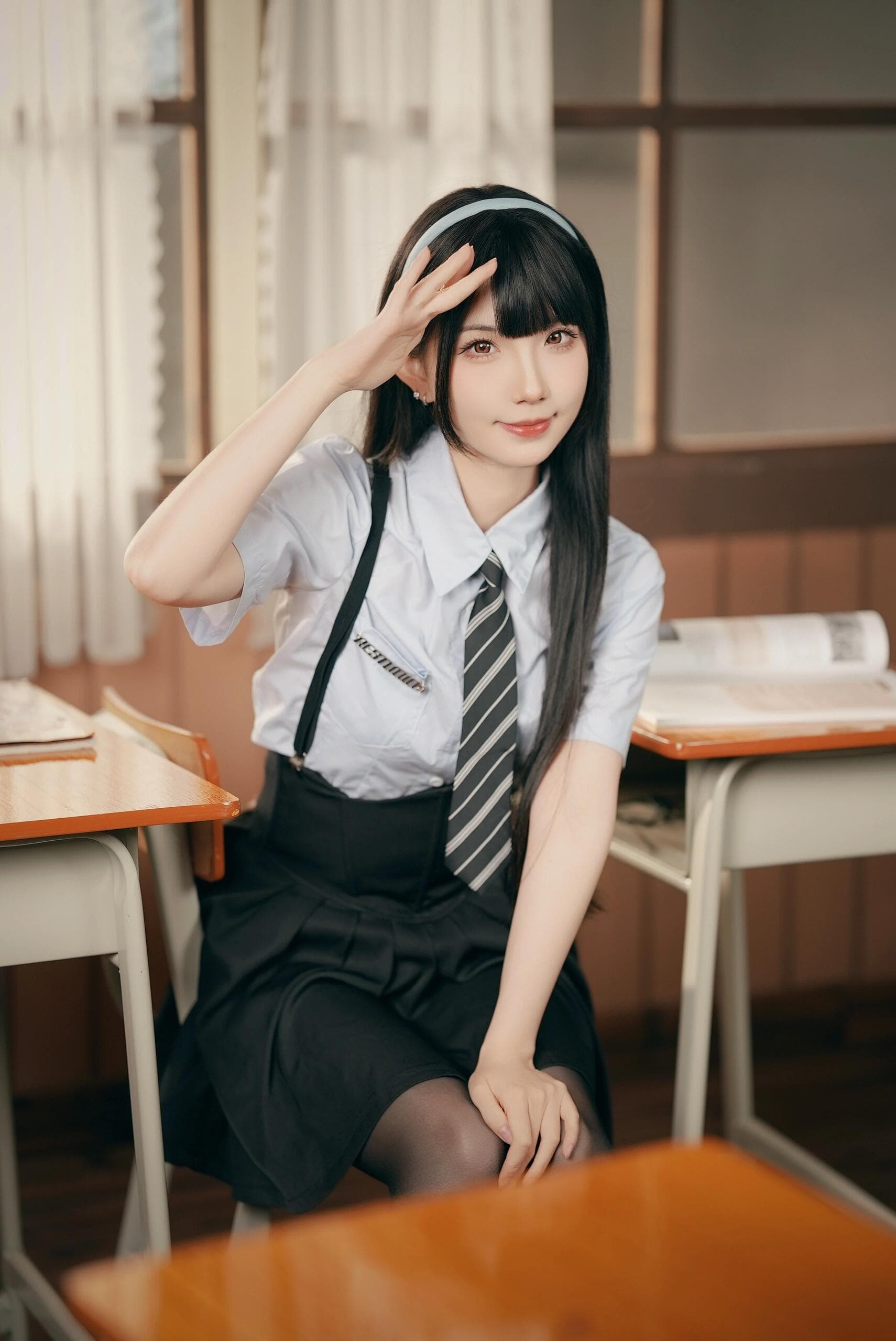 Stunning finale showcasing elegant black outfits with beautiful thigh-high stockings. Each pose radiates pure confidence and sophistication—absolutely captivating from every angle! - 4