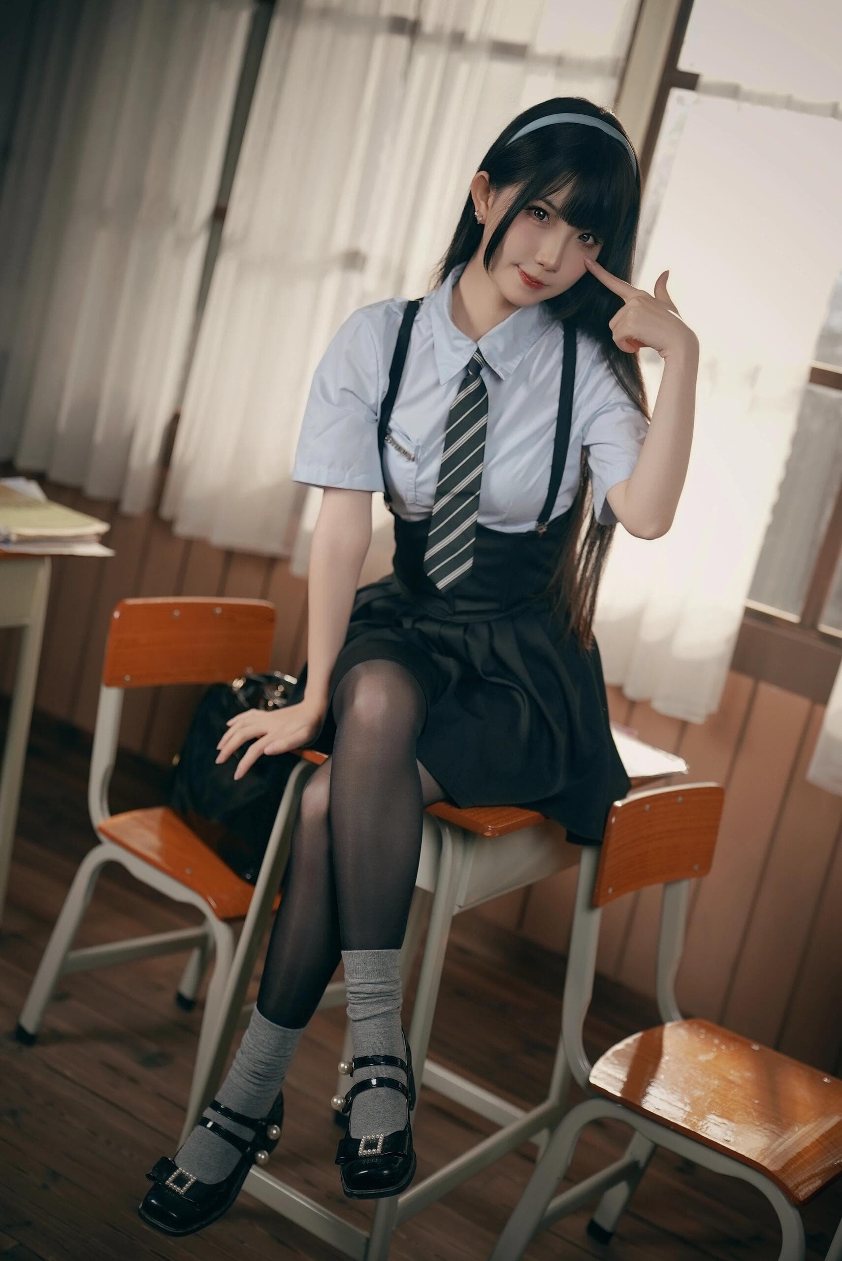 Stunning finale showcasing elegant black outfits with beautiful thigh-high stockings. Each pose radiates pure confidence and sophistication—absolutely captivating from every angle! - 8