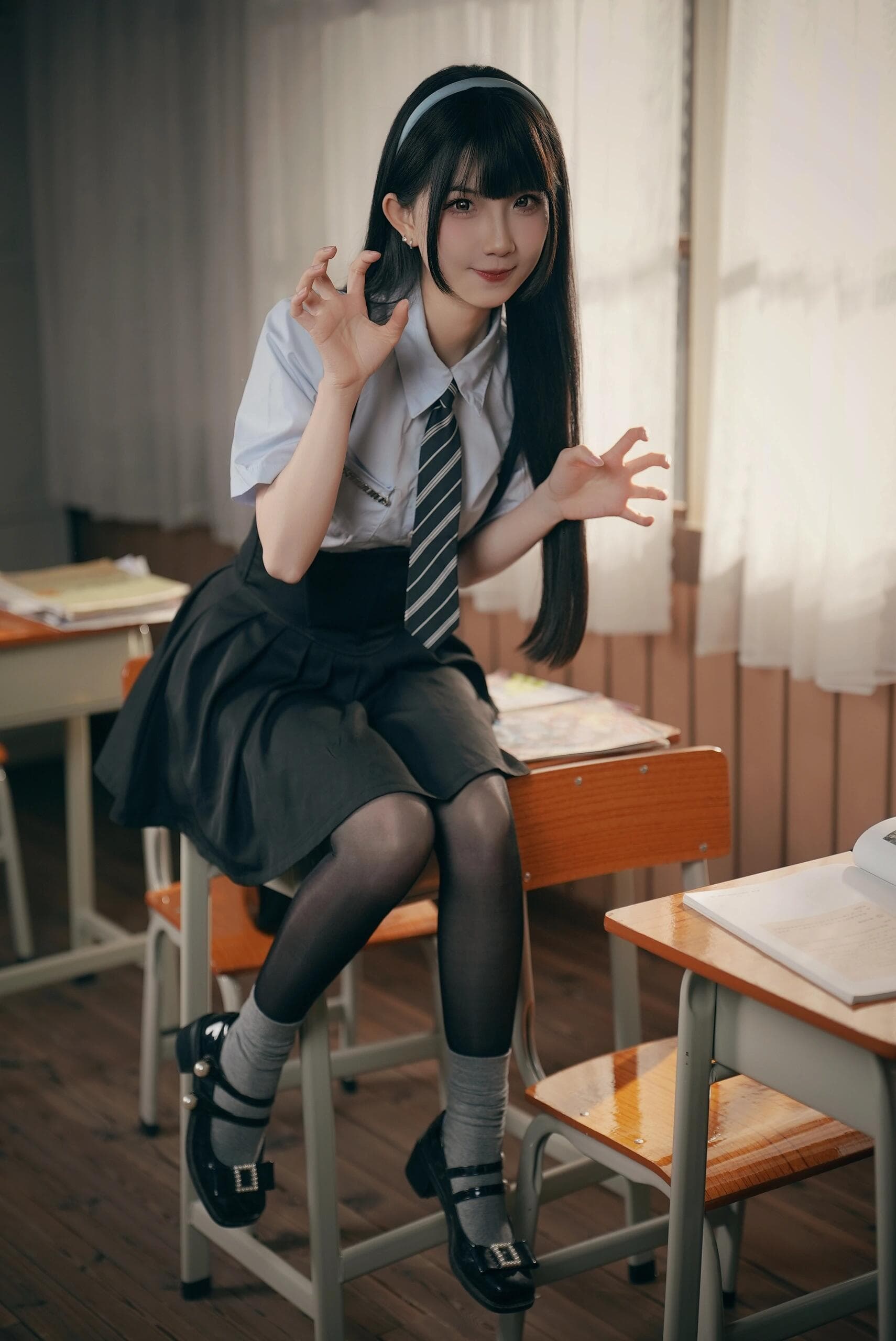 Stunning finale showcasing elegant black outfits with beautiful thigh-high stockings. Each pose radiates pure confidence and sophistication—absolutely captivating from every angle! - 9